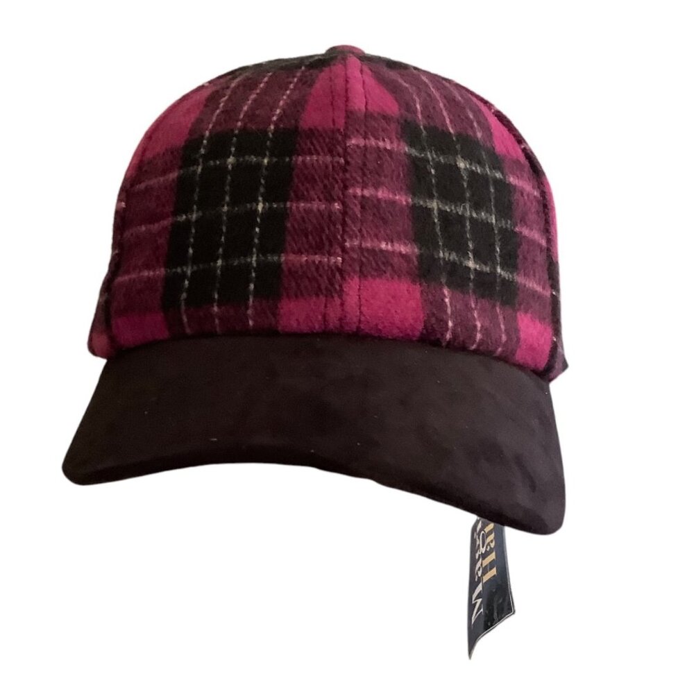 Magid Hats Plaid Baseball Cap Hot Pink Black NEW Adult‎ Adjustable NWT